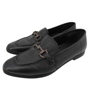 Lasocki Womens 36 EU 6 US Black Leather Metal Equestrian Slip On Loafer Shoes